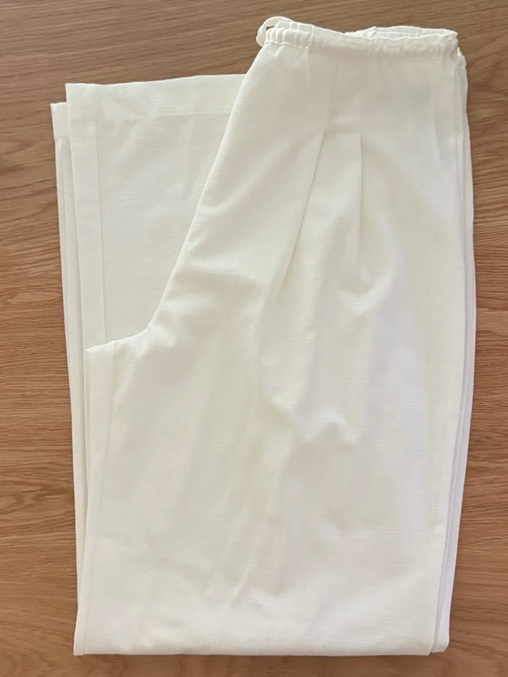 Zara Wide Leg Drawstring Pants White Ecru Elastic Waist Women's M - NWOT